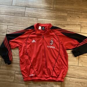 Vintage AC Milan Adidas Full Zip Track Jacket Soccer Opel Embroidered XL 2005-06